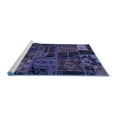 thumbnail image 2 of Ahgly Company Machine Washable Indoor Round Oriental Blue Modern Area Rugs, 4' Round, 2 of 4