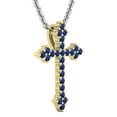 thumbnail image 2 of Dazzlingrock Collection Round Blue Sapphire Cross Pendant for Women with 18 Inch Silver Chain (Color Blue, Clarity Highly Included) in 18K Yellow Gold, 2 of 4