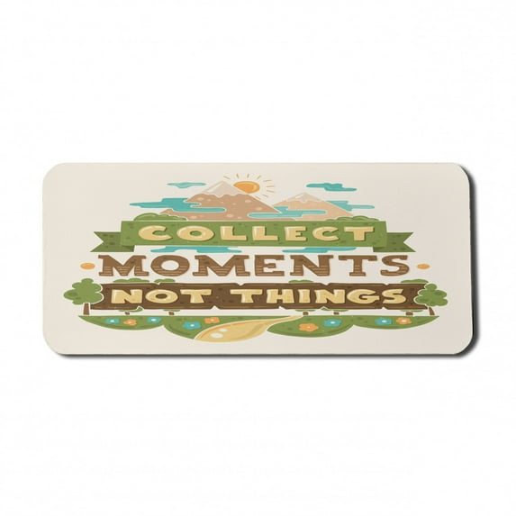 Saying Computer Mouse Pad, Mountainous Design with Flowers and Landscape Layout Wise Saying, Rectangle Non-Slip Rubber Mousepad X-Large, 35" x 15" Gaming Size, Umber Pastel Brown, by Ambesonne