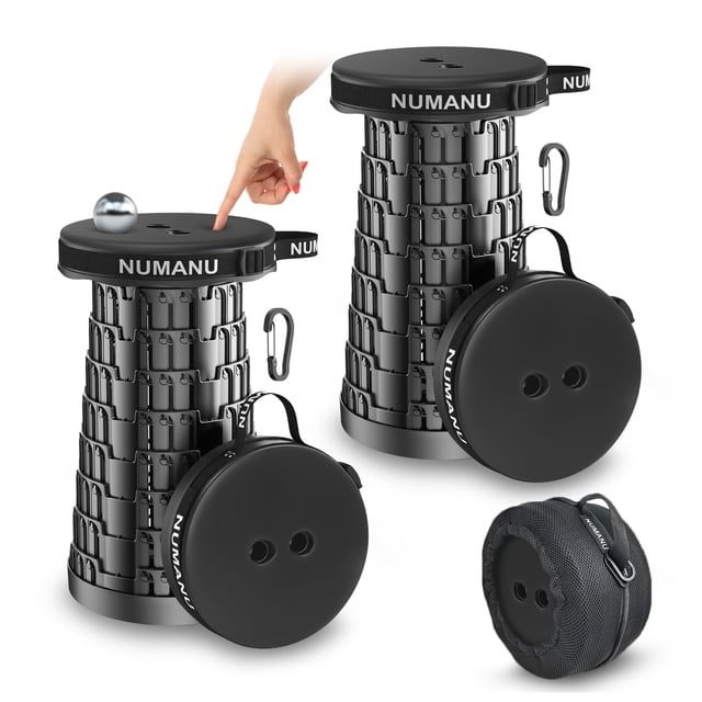 Taburete plegable NUMANU de 18" ajustable y portátil, capacidad de 620 lb