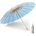thumbnail image 1 of Sombrilla Plegable Compacta UPF 50+ - Protección Solar Y Lluvia, 16 Varillas De Fibra De Vidrio, Resistente Al Viento, Ideal Para Viaje Y Golf, 1 of 14