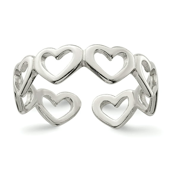 Primal Silver Sterling Silver Cut-out Hearts Toe Ring