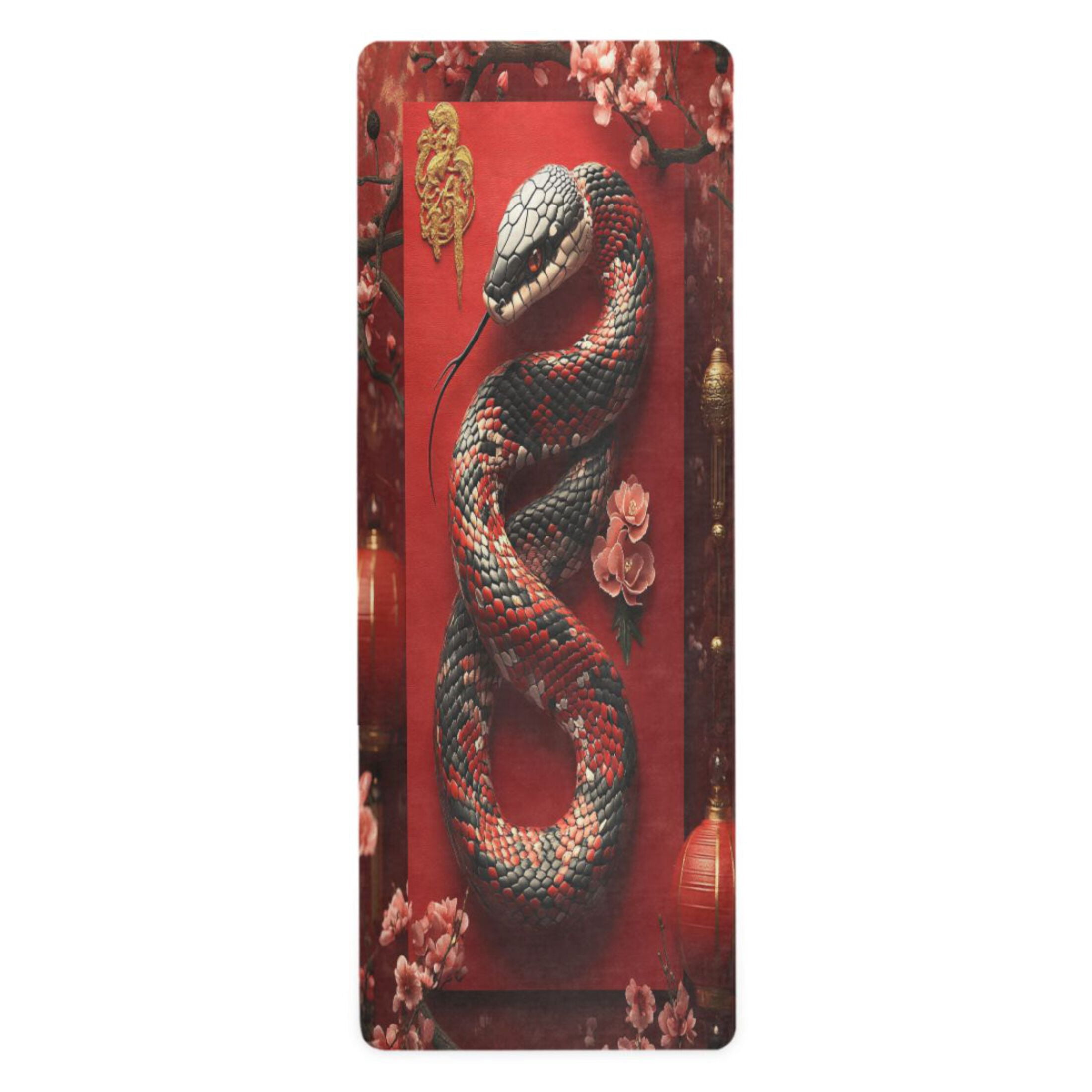 BZSMCE Yoga Mat Women Red Bloom Snake Fitness Mat