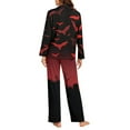 thumbnail image 4 of Garronmavis Halloween Pajamas Women Red Bats Printed V-Neck Button Down Sleepwear Soft Breathable Fabric Loungewear Set Nightwear for Ladies 2 Piece, 4 of 7