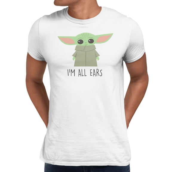 Star Wars The Mandalorian Men's All Ears Grogu T-Shirt (Bright White, S-XXXL)