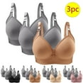 thumbnail image 3 of 3 Pack Solid Daily Bras for Women Seamless Comfy Wirefree Cropped Tops Adjustable Straps Everyday Bras for Lounge, 3 of 4