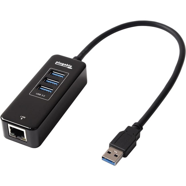 Plugable USB 3.0 3-Port Bus-Powered Hub with Gigabit Ethernet - Walmart.com - Walmart.com
