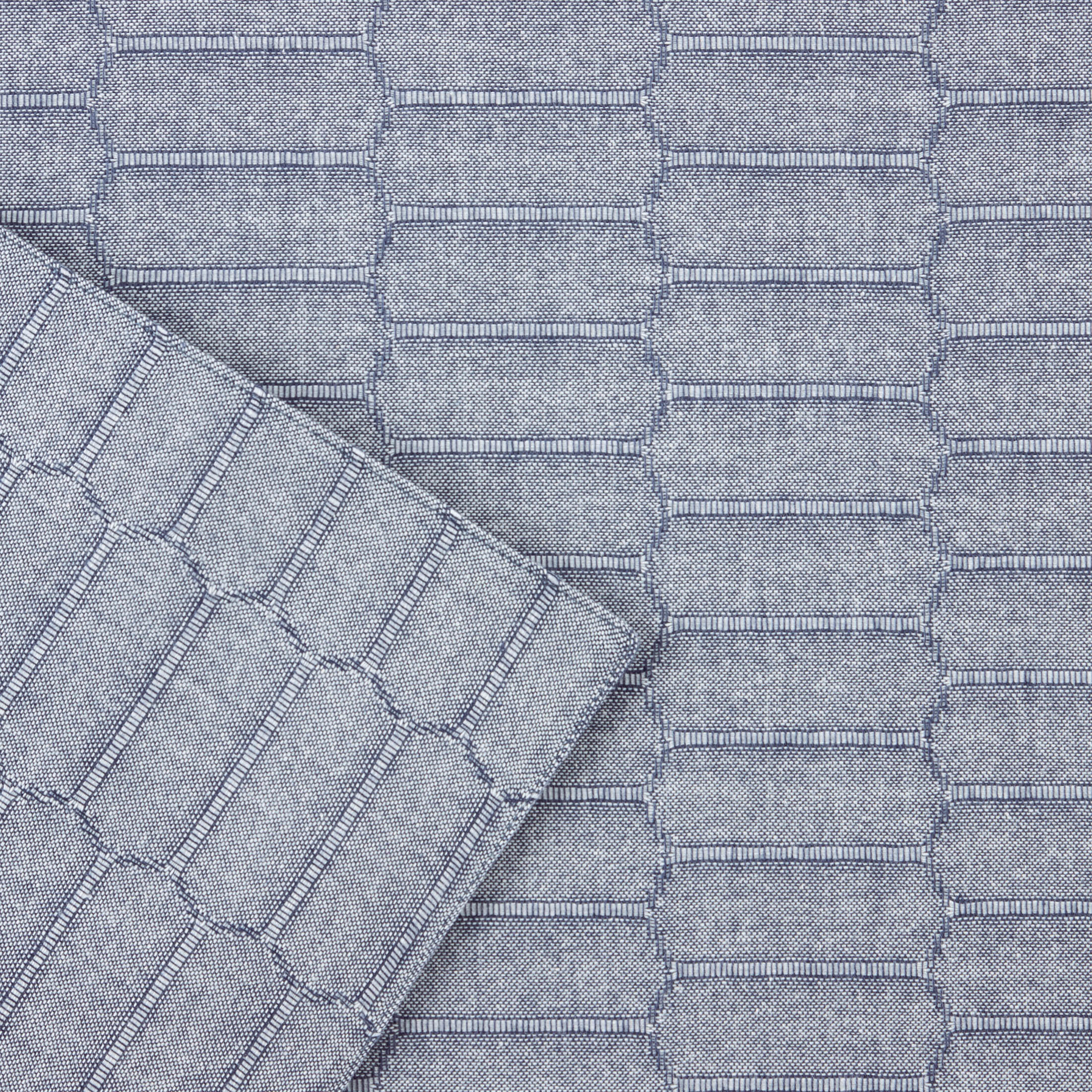 Martha Stewart Honeycomb Modern Farmhouse Reversible Fabric Placemat 4-Pack Set, Blue, 13"x17.5"