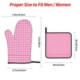 thumbnail image 3 of Checked Gingham Oven Mitts and Pot Holders Sets Baking Sets for Kitchen BBQ Gloves Heat Resistant Cooking \r\nPink White Background 4 Pieces, 3 of 8