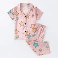 thumbnail image 2 of FFENYAN Kids Floral Short Sleeve Silk Pajama Set Autumn Winter Cardigan and Shorts Sleepwear Homewear Outfits for Boys and Girls 12 Months-8 Years, 2 of 9