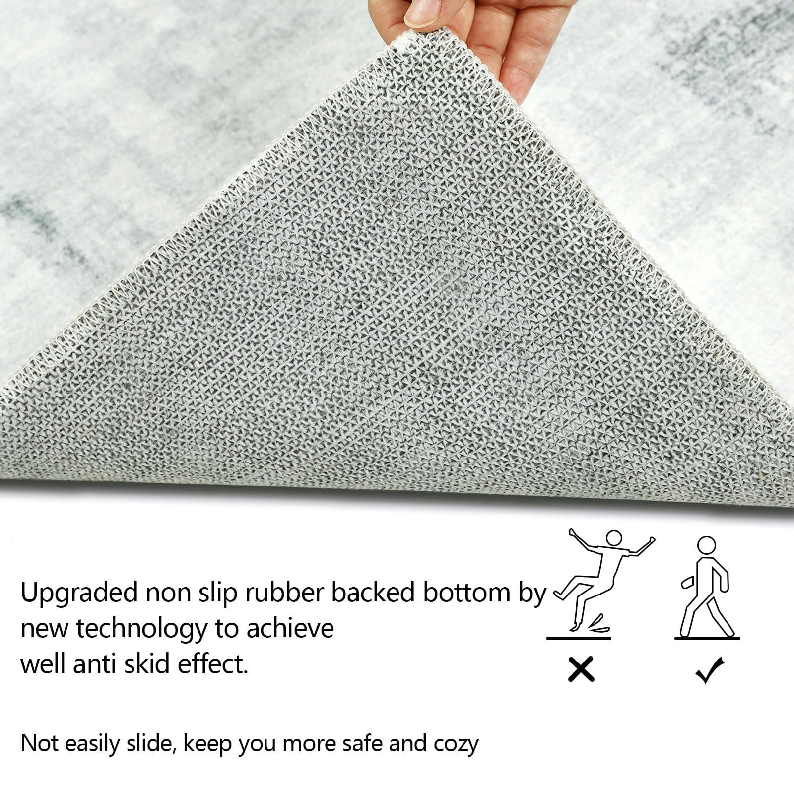 Aonewoe 5x8 Area Rugs for Living Room Abstract Washable Rugs Soft Neutral Bedroom Rug Non Slip Indoor Carpet for Living Room, Dining Room, Playroom, Office (Gray)