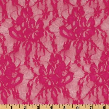 Ben Textiles Inc. Giselle Stretch Floral Lace Fuchsia Fabric by The Yard
