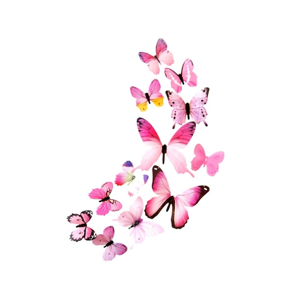 Wosthever Pegatinas de mariposas decoración del hogar sala de estar 3D simulación insecto hogar DIY calcomanía interior pared calcomanías rosa Decoración del hogar Rosado Wosthever HA062284-01B