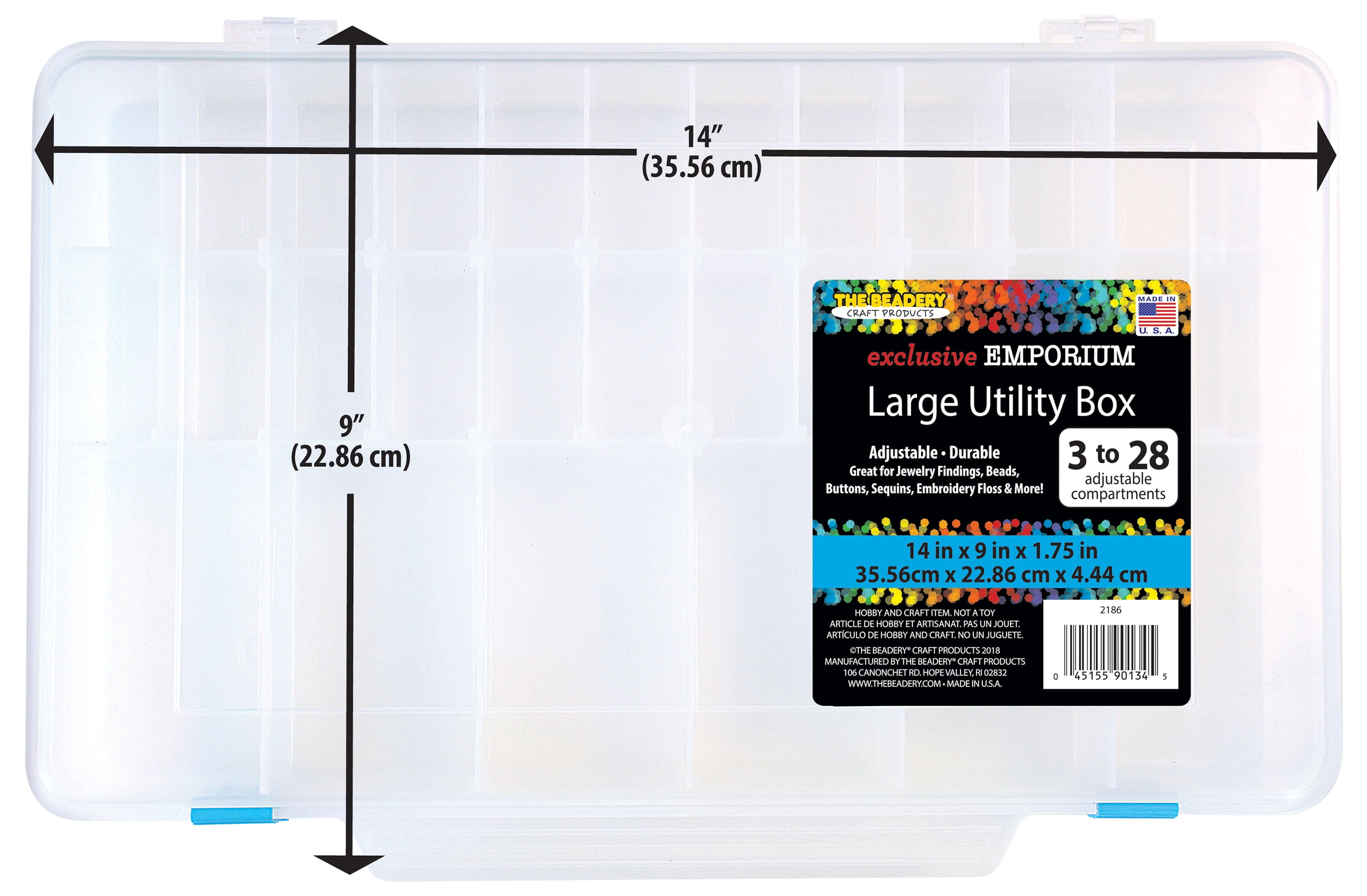 The Beadery - Large Utility Box, 3-28 Adjustable Compartments - 4 pack - 2186