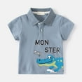 thumbnail image 2 of Zanarzt Toddler Shirts Boys Toddler Boys Shirt Short Sleeve T-Shirt Tops Basic Button Up Shirts Cotton Dinosaur Tops Blue,1-2 Years, 2 of 4