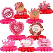 9pcs Mother's Day Party Table Honeycomb Centerpieces, Floral Best Mom Ever Table Topper, Happy Mothers Day Party Decoration Supplies