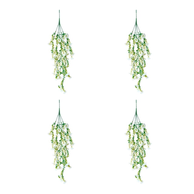 Flores Artificiales para la Decoración Simulada Campana Dorada Sauce Verde Planta Viña Artificial Falsa Flor Pared Colgante Flor Viña Colgante Plantas de Decoración Del Hogar Decoración de Boda