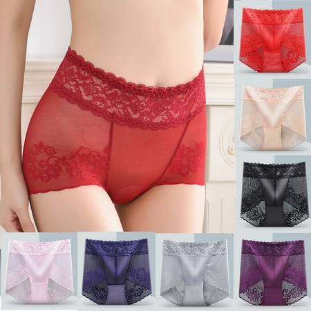 Aboser Lace Briefs for Women Breathable Hipster Panties Stretch Seamless Bikini Briefs High Waist Cheeky Boyshorts Panty Underwear