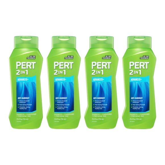 Pert Shampooing et après-Shampooing Antipelliculaire 2 en 1 - Shampooing Avancé avec 2 pour Cent d'Acide Salicylique - Shampooing Antipelliculaire avec Zinc - 25.4 oz Lot de 4