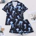 thumbnail image 2 of Outfits for Women Airy Stylish Print Lapel Short Sleeve Buttoned Pocket Top And Shorts 2 Piece Loungewear Women's Clothing Sets L, 2 of 9