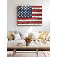 thumbnail image 4 of Vintage American Flag Wall Art for Living Room,Canvas Picture Wall Decor for Bathroom Bedroom,Country Wooden USA Flag Painting Artwork for Office Kitchen Hallway Dining Room Home Decorations 20"x24", 4 of 8