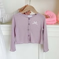 thumbnail image 2 of Ribbed Knit Cropped Cardigan For Girls Button Down Long Sleeve Crop Blouse Casual Lightweight Cute Bow Knot Outerwear Tops, 2 of 6