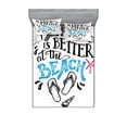 thumbnail image 2 of Saying Bedding Set with Sheet & Covers, Life is Better at the Beach Lettering with Flip Flop, Printed Bedroom Decor 2 Shams, 4 Sizes, Magenta Azure Blue, by Ambesonne, 2 of 3