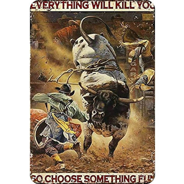 Placa Metal Vintage Vaqueros Y Vacas Pared Pintura Hierro Rectangular 20x30cm