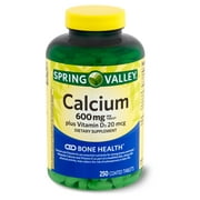 Spring Valley Calcium Plus Vitamin D3 20 mcg Dietary Supplement, 600 mg, 250 count