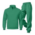 thumbnail image 6 of Hearthz Fleece Men's Tracksuit 2 Piece Sweatsuit Set Quarter Zip Stand Collar Sweatshirt and Joggers Set Fall Winter Warm Athletic Sweat Suits Men Green XXL, 6 of 8