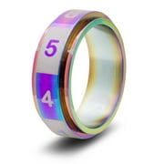 CritSuccess d8 Dice Ring with 8 Sided Die Spinner (Size 9.5 - Stainless Steel - Rainbow)
