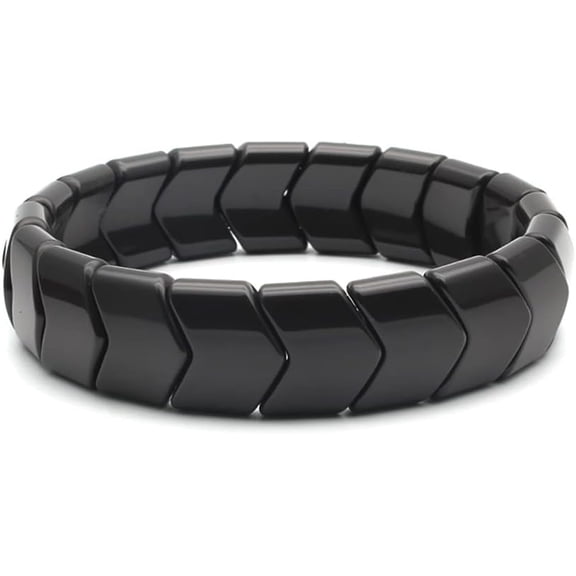 Handmade Beaded Bracelets for Men and Women, Tourmaline, Eye of the Tiger, Obsidian, Lava Stone 10mm Beads and 4mm Stainless Steel, High Elastic 17.5-21cm Size, Mens Beaded Bracelets