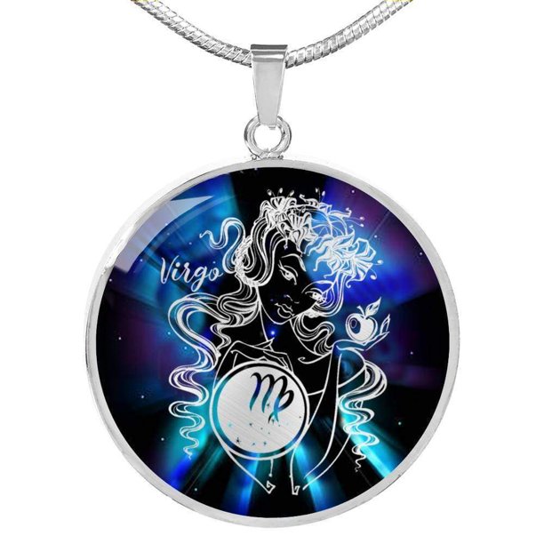 Express Your Love Gifts Virgo Purple Galaxy Zodiac Necklace Stainless