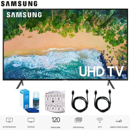 Samsung 55NU7100 55" NU7100 Smart 4K UHD TV (2018) with Surge Protector + Cleaning Kit (UN55NU7100)