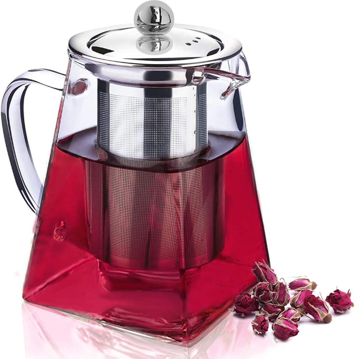 Red Glass Tea Cup With Infuser For Infusing Loose Tea Gift Box Included 