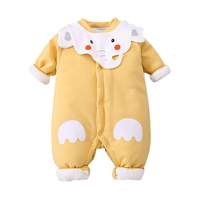 EGNMCR Rompers for Kids Winter Baby Boys Girls Plus Cotton Thermal Romper Jumpsuit Kid Rompers