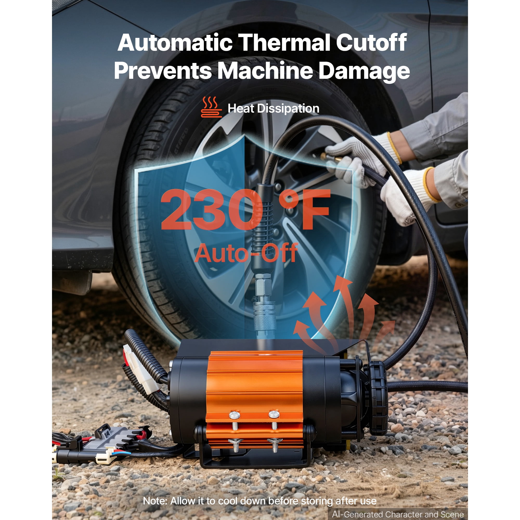 KFFKFF 12V Dual-Cylinder Air Compressor, 1HP 4.73 SCFM Portable Tire Inflator, Max 150PSI Heavy-Duty Air Pump with Differential Lock Harness for Trucks, SUVs, and Off-Road Vehicles