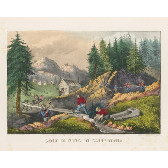 Print: Gold Mining In California, 1871