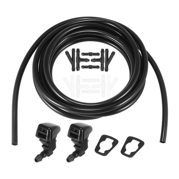 Front Windshield Washer Hose Kit Fit for Ford Edge with 3 Meter Washer Fluid Hose 12 Pcs Hose Connectors - Pack of 15 Black