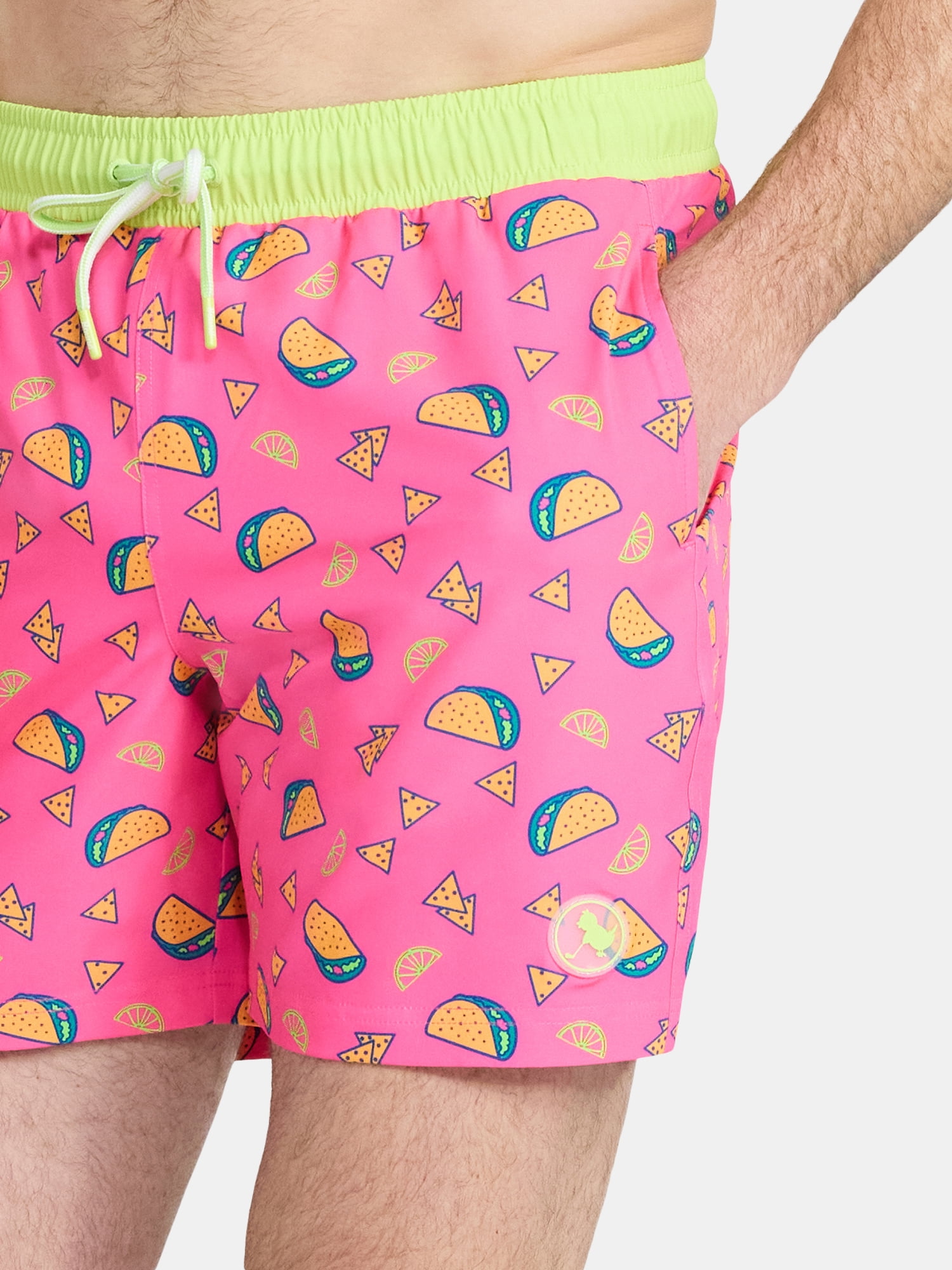 Birdie Bound Men's Printed Taco Tuesday Swim Trunks, Sizes S-3XL