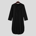 thumbnail image 6 of Drindf Mens Cotton Muslim Thobe Button Down Kaftan Robe Big and Tall Men's Long Sleeve Robes Casual Henley Shirts Muslim Gown Kurta Tops, 6 of 6