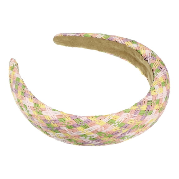 Unique Bargains 1 Pc Elegant Foam Raffia Straw Headband for Women for Girls 5.91"x1.18" Pink