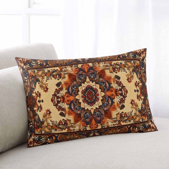 Bohemian Flower Queen Pillow Covers, Boho Tribal Colorful Distressed Printed Soft Throw Pillow Cases with Invisible Zipper, Decorative Pillowcase Pillows Protectors for Sofa Bed Chair 20"x30"