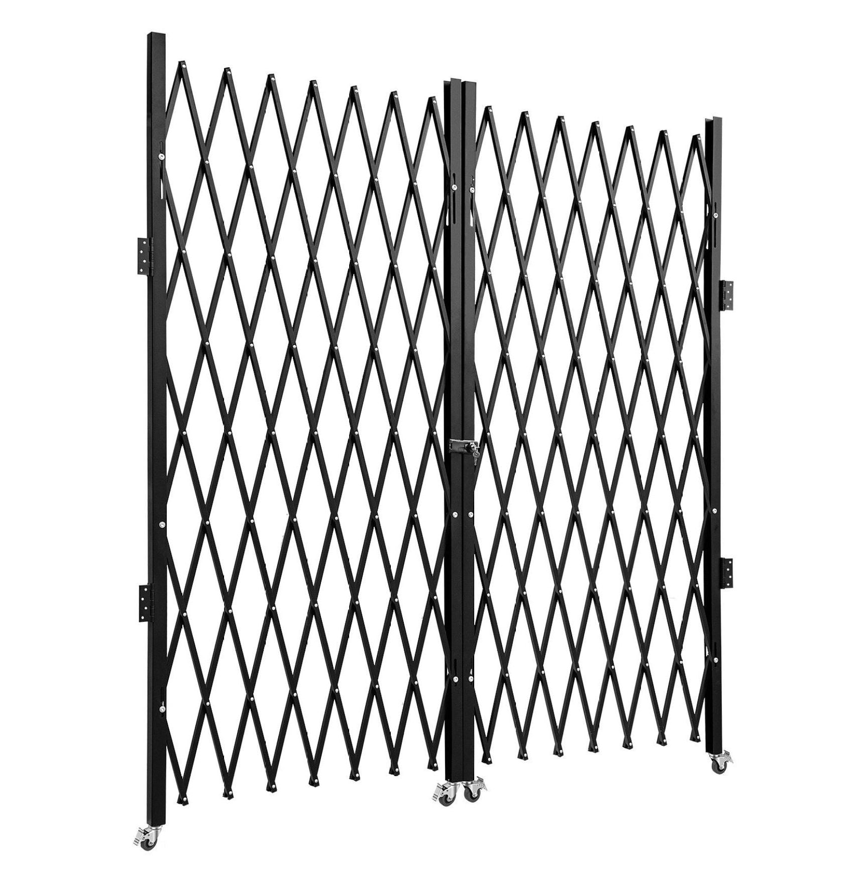 Folding Security Gate 5.1' x 10.2', Steel Accordion Door Gate, Expandable Barricade Gate with Keys, Heavy Duty Safety Gate for Doorways, Hallways, Storefront