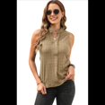thumbnail image 2 of Top Sin Mangas con Cuello en V de Color Liso para Mujer, Color Caqui, Talla M, 2 of 7