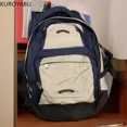 thumbnail image 4 of Mochila de color contrastante Y2k para mujer, bolso de viaje para mujer, mochila escolar para adolescentes, mochila de color sólido, mochilas para libros, 4 of 5