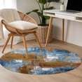 thumbnail image 4 of Small Round Rug 3Ft Washable Non-Slip, Blue Brown Abstract Circle Area Rugs for Living Room Bedroom, Gradient Vintage Oil Painting Modern Art Indoor Floor Mats Carpet Runner for Home Decor, 4 of 8