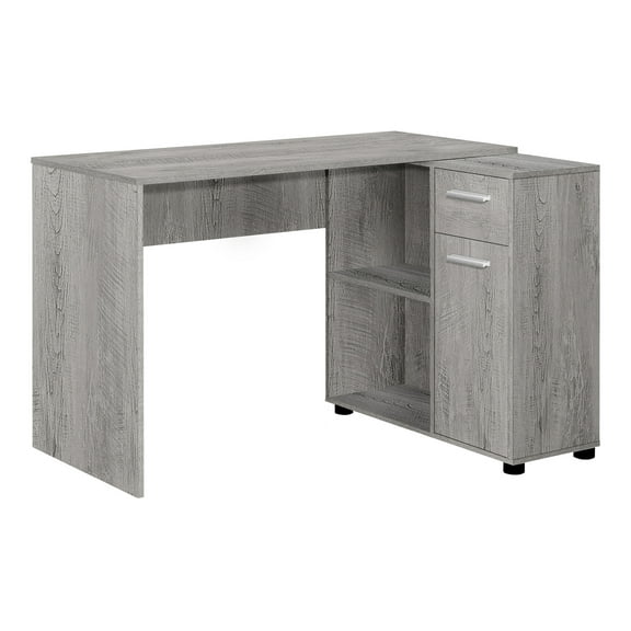 Office Desk Computer Desk, Home Office, Corner, Storage Drawers, 46"l, L Shape, Work, Laptop, Grey Laminate, Contemporary, Modern,Work Surface