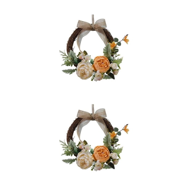 Advancent Guirnalda de puerta, guirnalda de mimbre de flores artificiales, colgante falso, accesorios de fotografía, círculo para boda, Type2 NO2