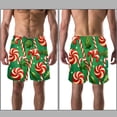 thumbnail image 3 of luoweisi Men's Beach Shorts Quick Dry Swim Trunks with Mesh Lining Christmas Candy 2XL, 3 of 5